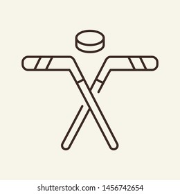 Ice hockey line icon. Bandy, puck, game. Sport concept. Vector illustration can be used for topics like sport, outdoor activities, healthy lifestyle