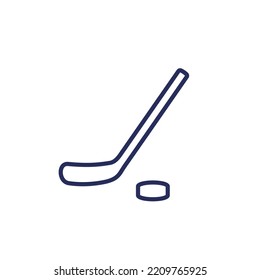 Ice hockey line icon with a stick