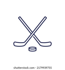 Ice hockey line icon with sticks