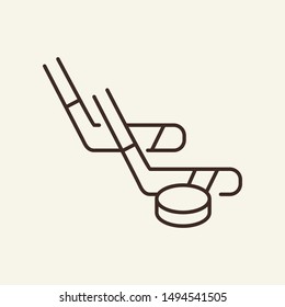 Ice hockey line icon. Winter, sport, outdoors. Winter concept. Vector illustration can be used for topics like winter activities, family vacation, holidays