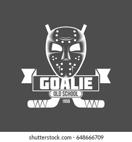 Ice hockey logo, emblem and design elements. Retro design of monochrome badge. Winter sports collection