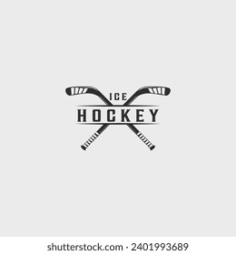 ice hockey logo vintage vector illustration template icon graphic design