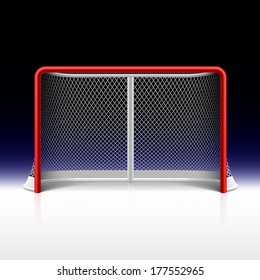 Ice hockey net, goal on black. Vector.