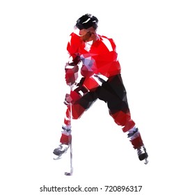 Ice hockey player, abstract geometric polygonal vector silhouette