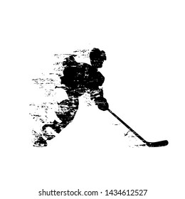 Ice hockey player, abstract isolated vector silhouette