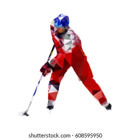 Jugador de hockey sobre hielo, silueta vectorial policgonal abstracta