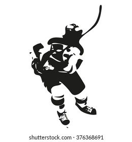 Ice hockey player abstract silhouette, vector illustration