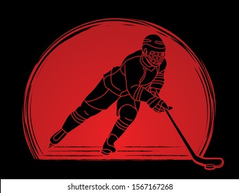 Ice Hockey player action cartoon sport graphic vector