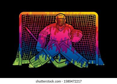 Ice Hockey player action cartoon sport graphic vector.