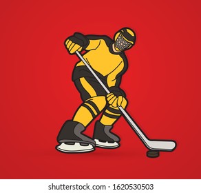 Ice Hockey player action cartoon sport graphic vector