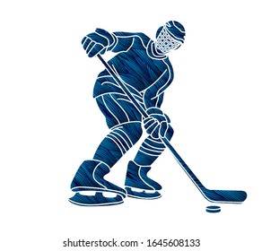 Ice Hockey player action cartoon sport graphic vector.