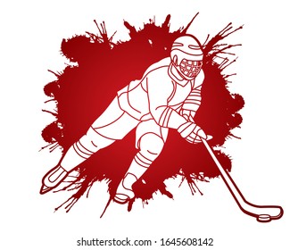 Ice Hockey player action cartoon sport graphic vector.