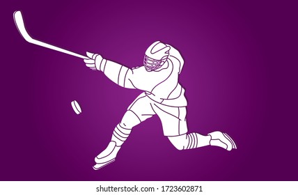 Ice Hockey Player Action Cartoon Sport Graphic Vector.