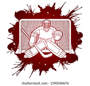 Ice hockey player action graphic vector.