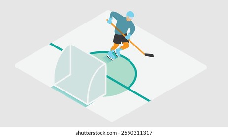 an ice hockey player actively skating on the field, dressed in full gear, holding a hockey stick, and engaged in gameplay