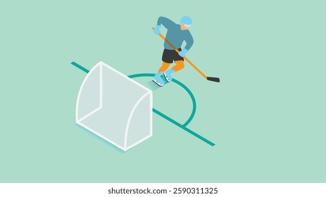 an ice hockey player actively skating on the field, dressed in full gear, holding a hockey stick, and engaged in gameplay