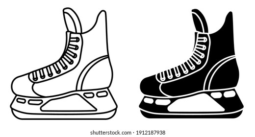 Ice hockey player boot. Sports protective equipment for athlete. Vector icon isolated on white background