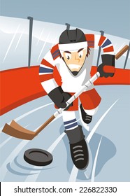 Ice Hockey Player Cartoon Illustration