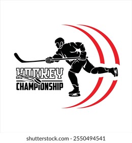 Eishockey-Spieler und Ausrüstung Red Black und White Modern Logo Vector