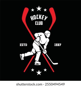 Eishockey-Spieler und Ausrüstung Red Black und White Modern Logo Vector