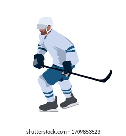 Ice hockey player, flat design geometric vector illustration