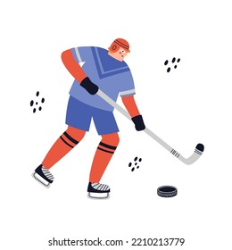 Ice Hockey player. Hand drawn vector illustration.