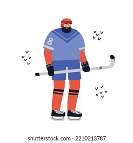 Ice Hockey player. Hand drawn vector illustration.