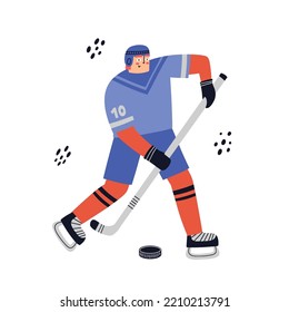 Ice Hockey player. Hand drawn vector illustration.