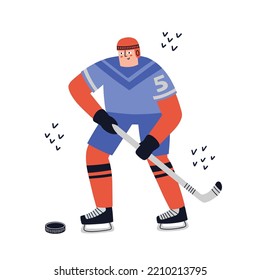 Ice Hockey player. Hand drawn vector illustration.