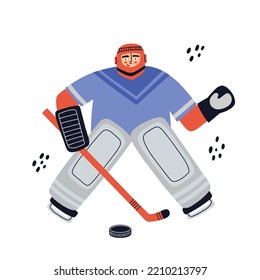 Ice Hockey player. Hand drawn vector illustration.