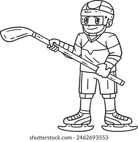 Ice Hockey Player Holding Hockey Stick Isolated