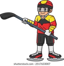 Ice Hockey Player Holding Hockey Stick Clipart