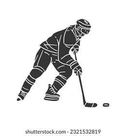 Ice Hockey Player Icon Silhouette Illustration. Sports Vector Graphic Pictogram Symbol Clip Art. Doodle Sketch Black Sign.