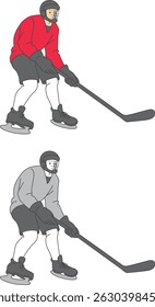 Ice hockey player illustration set