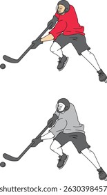 Ice hockey player illustration set