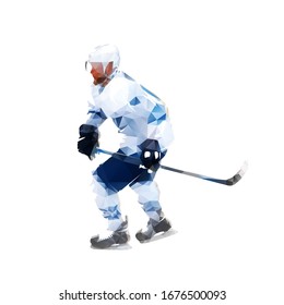 Eishockeyspieler einzeln auf Low-Polygonal-Vektorillustration, Illustration