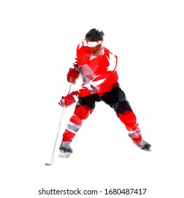 Eishockeyspieler einzeln auf Low-Polygonal-Vektorillustration, Illustration