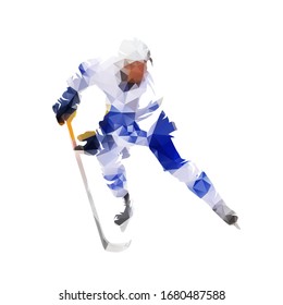 Ice hockey player, isolated low polygonal vector illustration