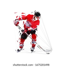 Ice hockey player, isolated vector silhouette, ink drawing