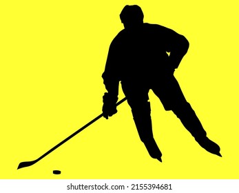 Ice hockey player, isolated vector silhouette.