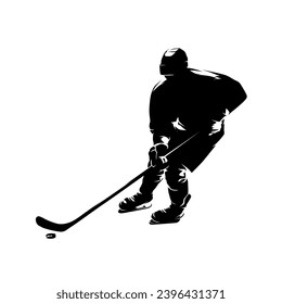 Ice hockey player, isolated vector silhouette, hockey logo