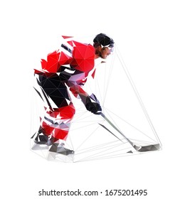 Jugador de hockey sobre hielo, ilustración vectorial aislada de bajo polo