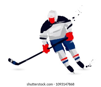 Ice hockey player on a white background. Vector illustration. Sport concept.