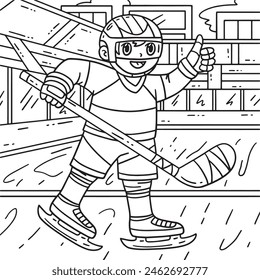 Ice Hockey Player Raising Thumbs Up Coloring Page