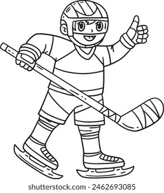 Ice Hockey Player Raising Thumbs Up Isolated