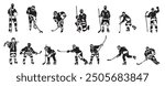 ice hockey player silhouette full isolated