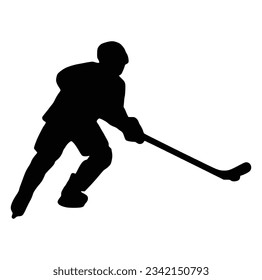 Ice Hockey Player Silhouette on white background