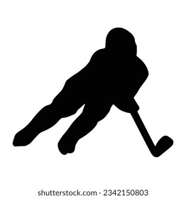 Eishockeyspieler, Silhouette auf weißem Hintergrund