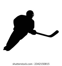 Eishockeyspieler, Silhouette auf weißem Hintergrund