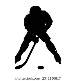 Ice Hockey Player Silhouette on white background